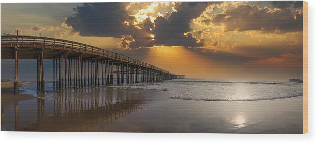 Sunset Wood Print featuring the photograph A Sunset at the Pier by Marcus Jones
