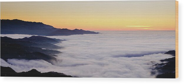 Sea Fog Wood Print featuring the photograph Sea fog panoramic by Gary Browne