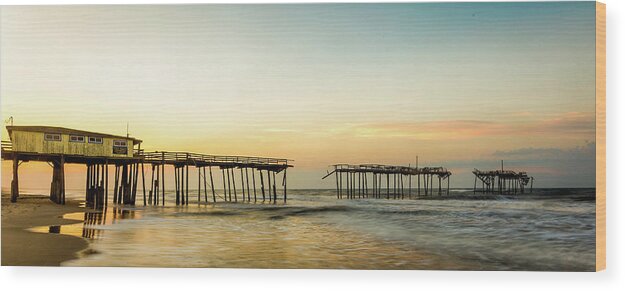 Obx Wood Print featuring the photograph Sunrise at the Frisco Pier by Nick Noble