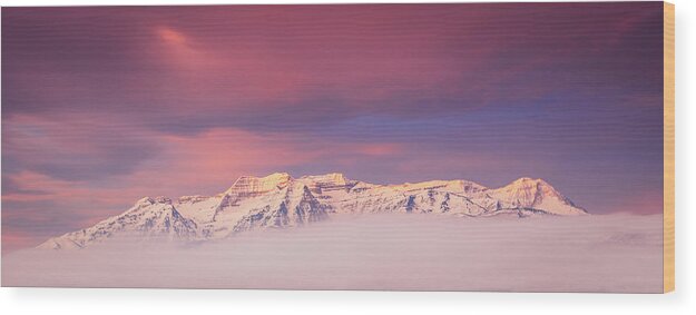 Timp Wood Print featuring the photograph Timp Winter Fog Pano by Wasatch Light