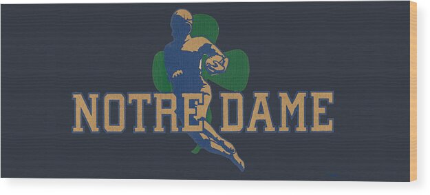 Notre Dame Wood Print featuring the mixed media Vintage Notre Dame Football Art by Row One Brand