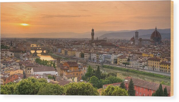 Florence Wood Print featuring the photograph Florence Sunset #2 by Mick Burkey
