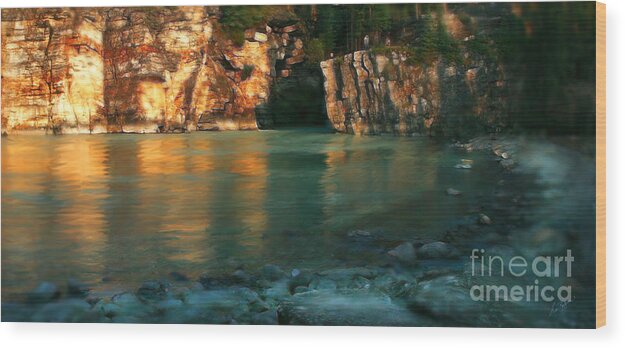 Sunset Wood Print featuring the digital art Athabasca at Sunset by Lisa Redfern