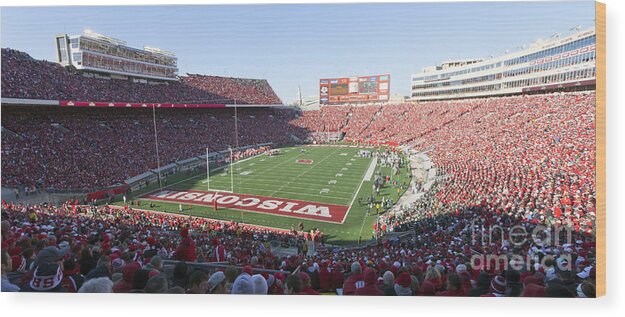 College Wood Print featuring the photograph 0251 Camp Randall Stadium - Madison Wisconsin by Steve Sturgill