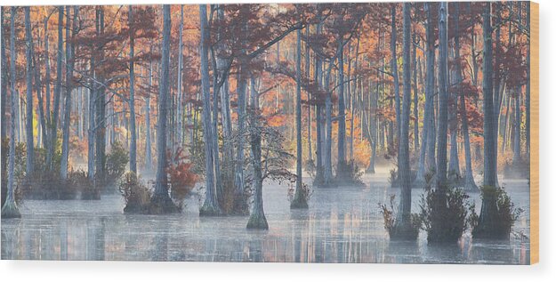 Adams Mill Pond Wood Print featuring the photograph Adams Mill Pond Panorama 11 by Jim Dollar