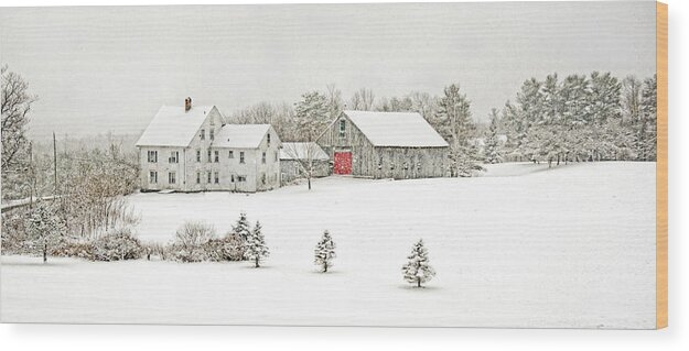 Farm Wood Print featuring the photograph Farmhouse on a Snowy Day by Donna Doherty