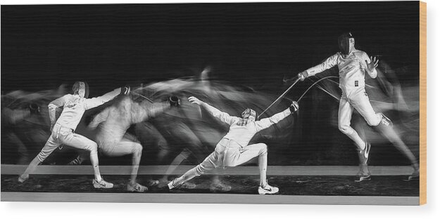 Fencing Wood Print featuring the photograph Fencing #1 by Hilde Ghesquiere