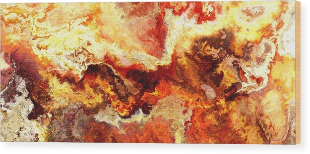 Abstract Wood Print featuring the digital art Fire Dragon by Jury Onyxman