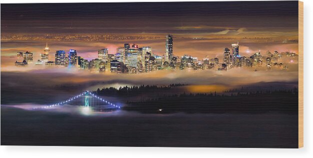 Vancouver Wood Print featuring the photograph Foggy Night by Alexis Birkill