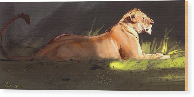 Lioness Wood Print featuring the digital art Lioness Sketch by Aaron Blaise