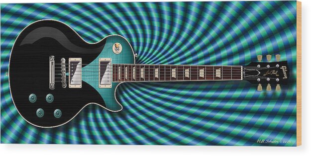 Les Paul Wood Print featuring the digital art Psychapaul by WB Johnston