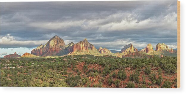 Scenics Wood Print featuring the photograph Sedona, Arizona And Red Rocks Panorama by Picturelake