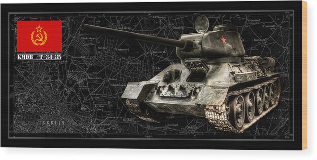 T-34-85 Wood Print featuring the photograph T-34 Soviet Tank BK BG by Weston Westmoreland