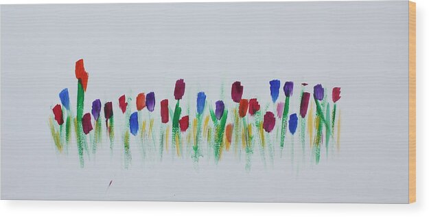 Flower Wood Print featuring the painting Tulip Garden by Tom Atkins