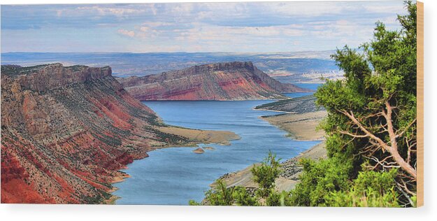 Flaming Gorge Wood Print featuring the photograph Flaming Gorge Panorama by Kristin Elmquist