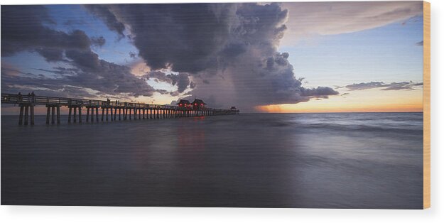 Naples Wood Print featuring the photograph Pier Summer Showers by Nick Shirghio