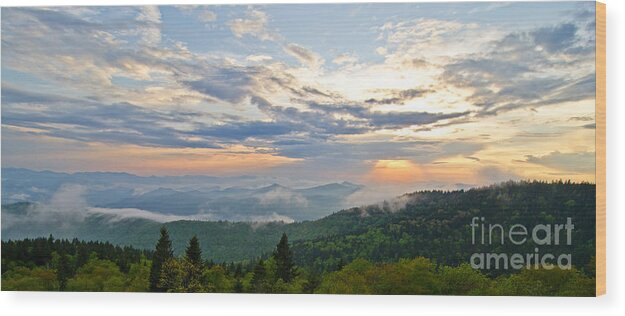 Spring Wood Print featuring the photograph Spring Sunset Panorama by Bob and Nancy Kendrick