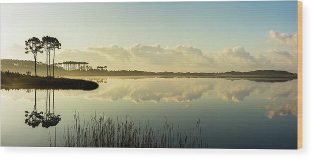 Grayton Beach Wood Print featuring the photograph Western Lake Dawn Panorama by Kurt Lischka