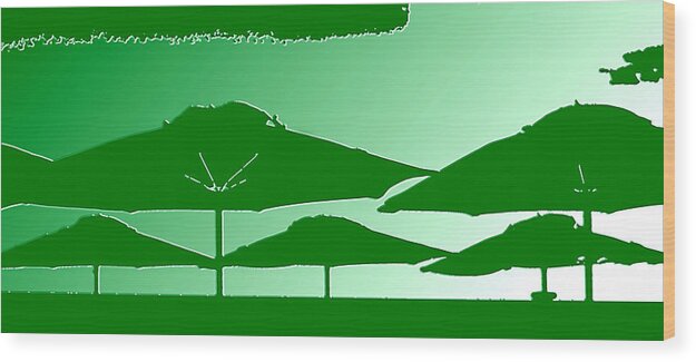 Green Wood Print featuring the photograph 6 Green Umbrella's by JoAnn Lense