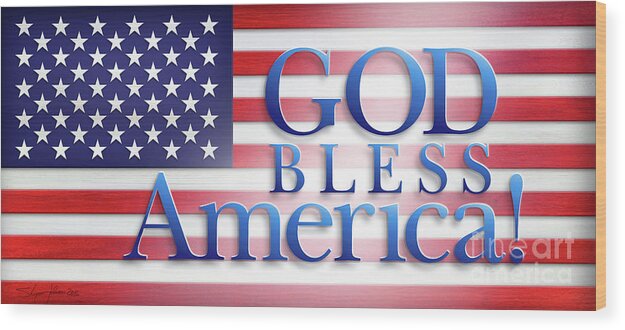 God Bless America Wood Print featuring the mixed media God Bless America by Shevon Johnson
