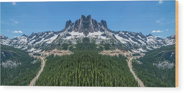 Beautiful Wood Print featuring the digital art Liberty Bell Mountain Reflection by Pelo Blanco Photo