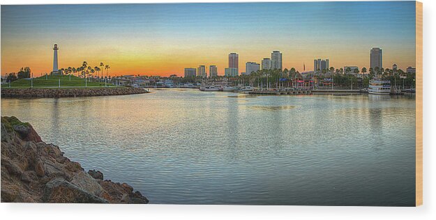 Long Beach Wood Print featuring the photograph Long Beach Lighthouse by R Scott Duncan