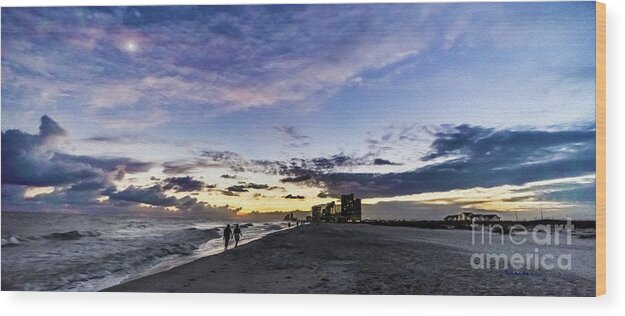 Al Wood Print featuring the photograph Moonlit Beach Sunset Seascape 0272C by Ricardos Creations