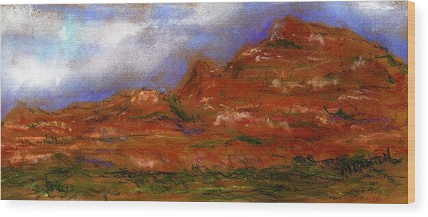 Landscape Wood Print featuring the painting Sedona Storm Clouds by Marilyn Barton