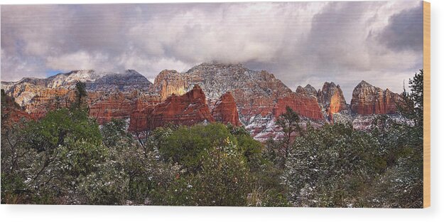 Landscape Wood Print featuring the photograph Snow in Heaven Panorama by Leda Robertson