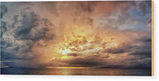 Sunset Wood Print featuring the photograph Stormy Ka'anapali Sunset by Christopher Johnson