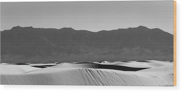 Richard E. Porter Wood Print featuring the photograph Dunes and Mountains #4151 - White Sands National Monument, New Mexico by Richard Porter