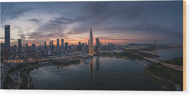 Sky Wood Print featuring the photograph Shenzhen by Ashen