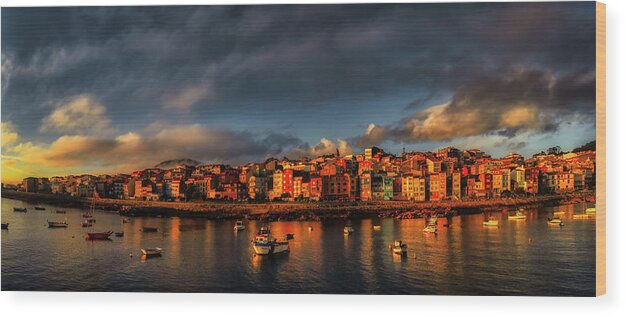Gailcia Wood Print featuring the photograph A Guarda Fishing port by Micah Offman