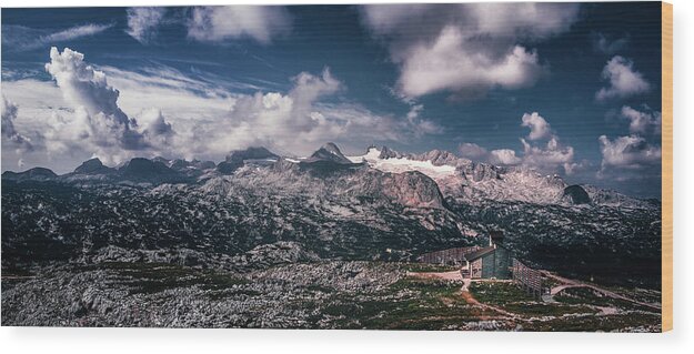 View Wood Print featuring the photograph Dachstein mountain range by Vaclav Sonnek