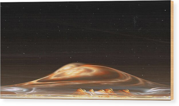 Fractal Wood Print featuring the digital art Dust Storm on the Red Planet by Richard Ortolano