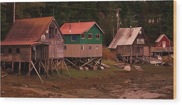 Alaska Wood Print featuring the photograph Satellite Village by Helen Carson