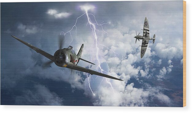 Luftwaffe Wood Print featuring the digital art Gathering Storm - Cropped by Mark Donoghue