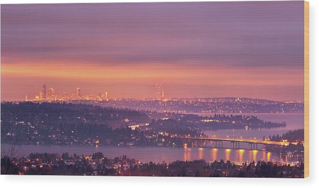 Bellevue Wood Print featuring the photograph Seattle Purple Dawn by Thorsten Scheuermann