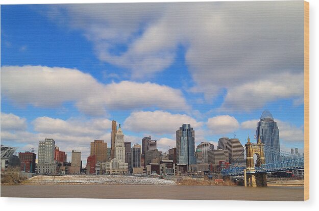 February 2013 Wood Print featuring the photograph Cincinnati Skyline by Pam DeCamp