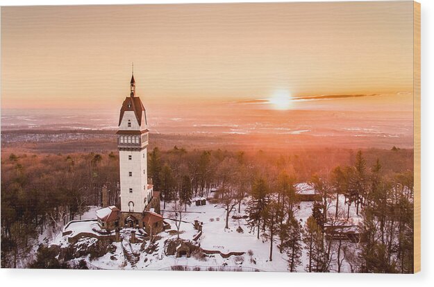 Heublein Wood Print featuring the photograph Heublein Tower in Simsbury Connecticut by Mike Gearin