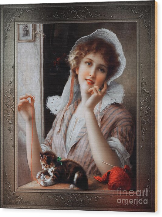 At Play Wood Print featuring the painting At Play by Emile Vernon Wall Decor Xzendor7 Old Masters Art Reproductions by Rolando Burbon