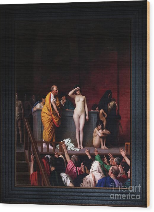 Slave Market Wood Print featuring the painting Slave Market in Ancient Rome by Jean-Leon Gerome Old Masters Classical Art Reproduction by Xzendor7