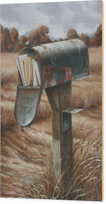 Old Mail Box Wood Print featuring the painting On Vacation by William Albanese Sr