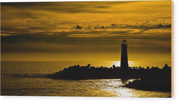 Santa Cruz Wood Print featuring the photograph Sunset LightHouse by Tommy Farnsworth