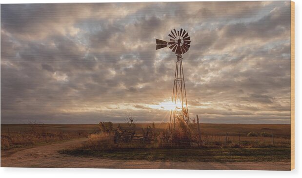 America Wood Print featuring the photograph Sunrise and Windmill by Scott Bean