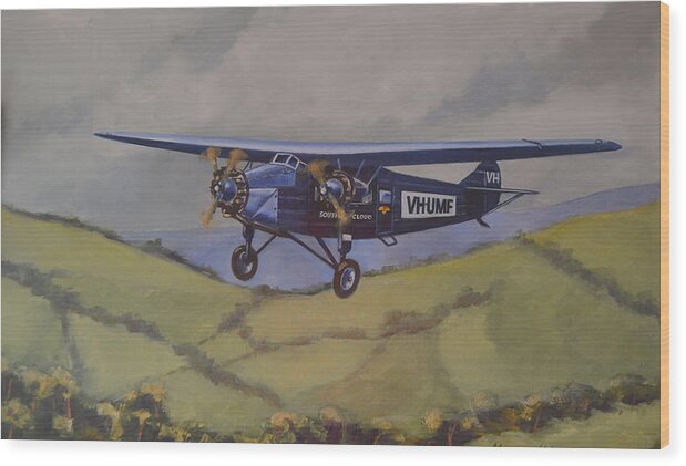 Historic Aircraft Wood Print featuring the painting Southern Cloud 1931 by Murray McLeod