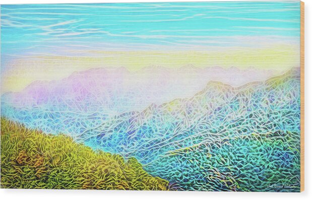 Joelbrucewallach Wood Print featuring the digital art Mountain Sunrise Perceptions by Joel Bruce Wallach