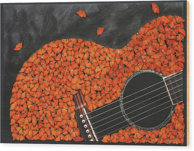 Guitar Wood Print featuring the mixed media The Lead Guitar by Scott Fulton