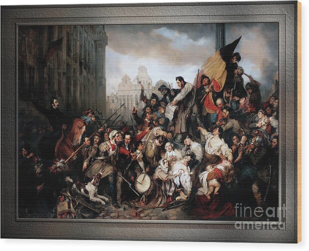Episode Of The September Days 1830 Wood Print featuring the painting Episode of the September Days 1830 by Gustave Wappers Fine Art Xzendor7 Old Masters Reproductions by Rolando Burbon