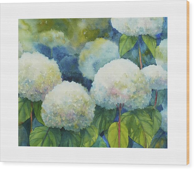  Wood Print featuring the painting Hydrangeas by Janet Zeh
